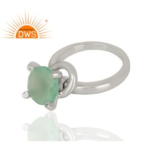 Anillo de plata de primera ley con gema de Calcedonia para mujer, sortija, plata esterlina 925, boda, juego de joyería India - Product Image 3