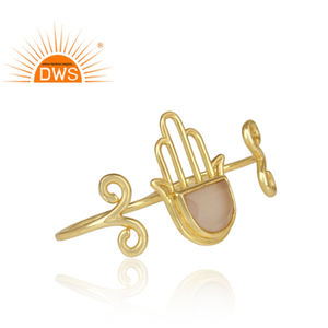 ธรรมชาติกุหลาบ Chalcedony อัญมณีแหวนมือผู้ผลิตเครื่องประดับชุบทอง925เครื่องประดับเงินผู้ค้าส่ง - Product Image 3