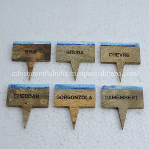 Marqueur de fromage en bois étiquette de nourriture de fromage utilisée dans les mariages de fête toutes les occasions marqueur de fromage fait en corne batterie de cuisine SCI - Product Image 2