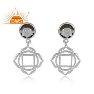Boucles d'oreilles pendantes en argent sterling 925 massif, chakra racine sacré, bijoux en pierre précieuse labradorite naturelle, fournisseur de bijoux - Product Image 3