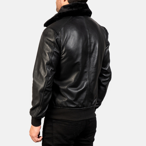 Airin G-1-Chaqueta Bomber de cuero negro - Product Image 5