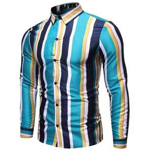 Camisas de Vestir Clásicas para Hombre, Última Moda, Diseño a Rayas Elegante, Franela 100% Algodón, Botones Cubiertos, Tejidas en Bangladesh - Product Image 1