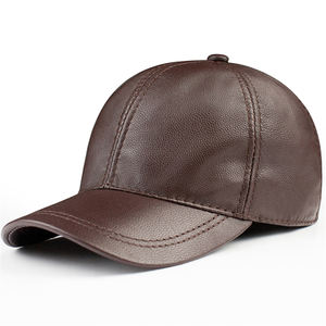 Baseball Caps Genuine Leather <b>Hats</b> for <b>Men</b> Sheepskin Dad <b>Hat</b> Adjustable Autumn <b>Winter</b> Black Brown Caps - Product Image 1