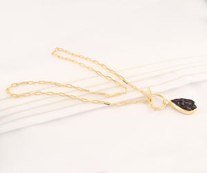 สร้อยคอโกเมนแบบหยาบธรรมชาติจี้พลอยเทียมสร้อยคอทองเหลืองทอง/เงินสร้อยคอสร้อยคอแบบเกี่ยวสายโซ่ - Product Image 6