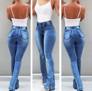 Breathable Popular Hot Selling Stretch Flared High Waist <b>Women</b> <b>Jeans</b> Washable <b>Women</b> Flared Trousers <b>Women's</b> <b>Jeans</b> - Product Image 5