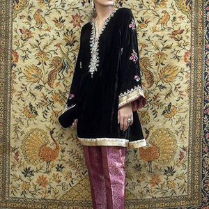 -NEW--STYLISH--VELEVT--KAMEEZ ,BROCADE--PANT avec décent broderie travail... pour la fête/quotidien BASE = 2021 - Product Image 1