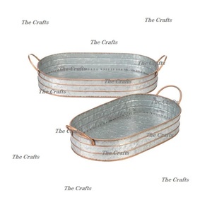 Plateau de service rond le plus vendu, qualité supérieure, plateau galvanisé pour collations et aliments, pour utilisation en vaisselle de mariage - Product Image 3