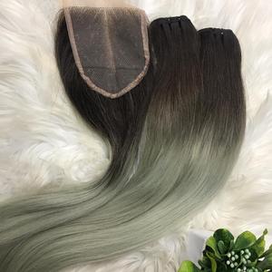 มัดผมตรงแบบเวียดนามพร้อมการปิด,มัดผมผสมวิกผมมนุษย์มัดผมมนุษย์แบบไล่สีพร้อมที่ปิด - Product Image 1