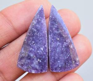 Cabochon de pierre précieuse violette, 1 paire de pierres précieuses, en lépidolite naturelle, pour boucles d'oreilles, piston ample, vente en gros - Product Image 4