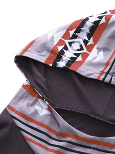 Sudadera con capucha y costuras con estampado geométrico informal para mujer, Sudadera con cuello y cremallera, ropa de calle de invierno, OEM personalizada - Product Image 4