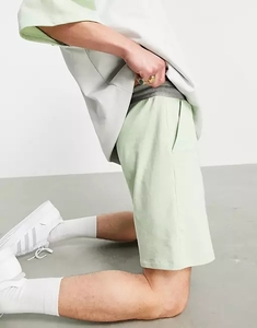 Ensemble T-shirt et short surdimensionnés avec logo sérigraphié, 220 g/m², broderie vintage, effet délavé, pour homme, hiver - Product Image 5