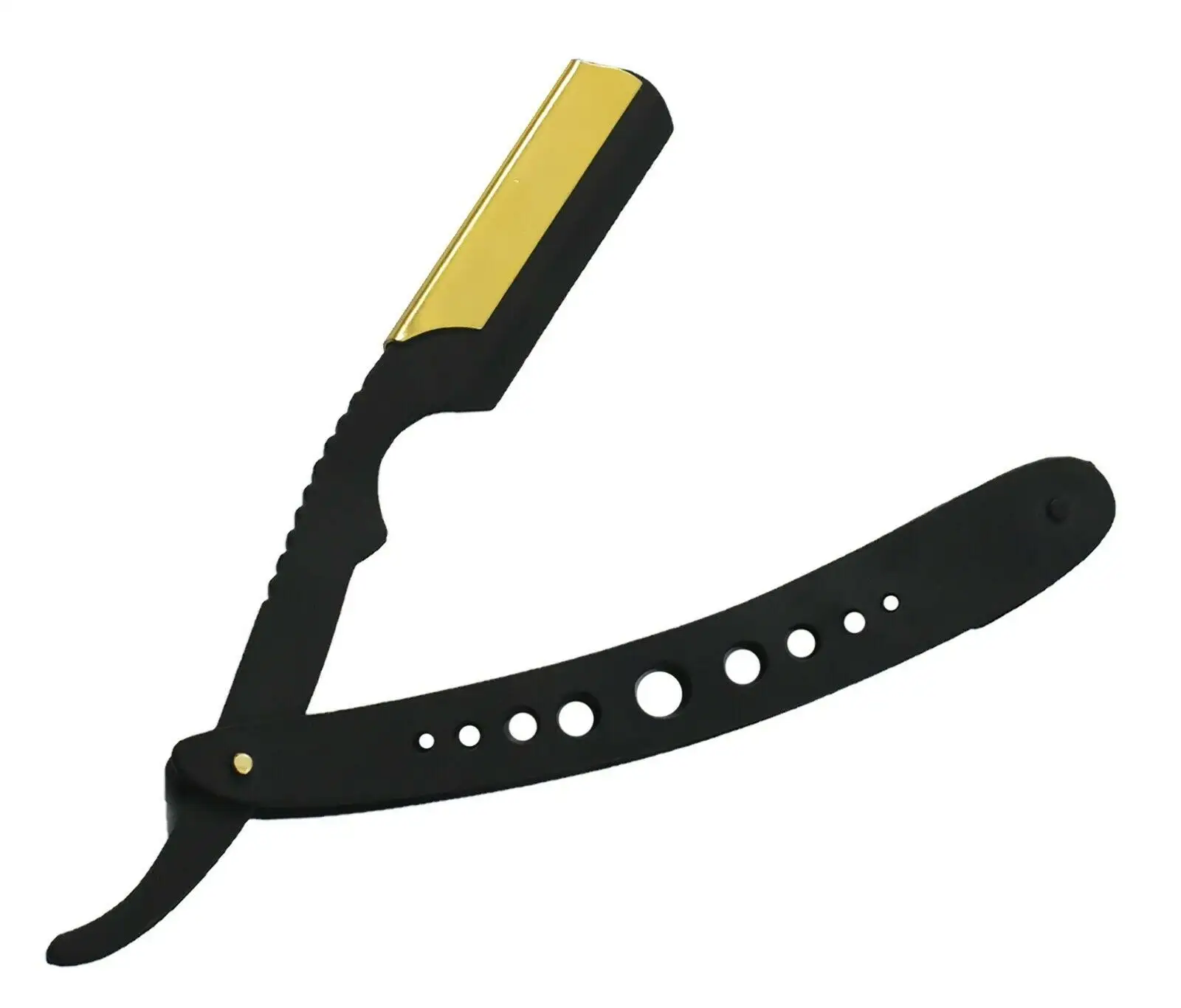 Maquinilla de afeitar profesional para Barbero, de un solo borde, con mango de acero negro plegable, cuchilla de afeitar, corte de garganta