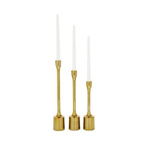 Soporte de vela de tres tamaños diferentes en acero Color dorado soporte de vela para accesorios de decoración de hogar y boda - Product Image 1