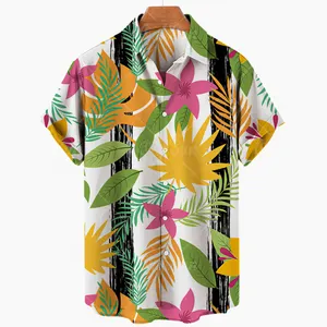 自有品牌男士新款定制棉质沙滩印花夏威夷夏季衬衫