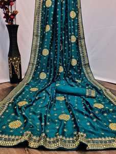 Saree-blusa bordada de seda para mujer, ropa de fiesta femenina, de color marrón, el mejor, venta al por mayor - Product Image 5