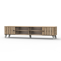 Mueble de TV Contemporáneo de Lujo y Alta Calidad con Almacenamiento, Diseño Moderno con Puertas, Tablero de Aglomerado/Partículas, Mueble para Sala de Estar