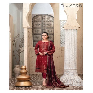 Haute qualité Shalwar Kameez costumes pour femmes Style pakistanais et indien Fine robe en lin en mousseline de soie brodée - Product Image 1