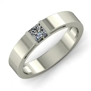 1.00 कैरेट सफेद राजकुमारी कट Moissanite पुरुषों की अंगूठी 14k व्हाइट गोल्ड, पुरुषों की अंगूठी, त्यागी की अंगूठी 14k सोने में पुरुषों के लिए