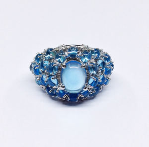 Bagues en pierre précieuse en topaze bleue, argent Sterling 925, plaqué or, fait à la main, bon marché quantité minimale de commande vente en gros - Product Image 1