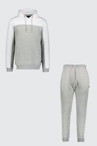 Survêtement d'été unisexe deux pièces en molleton respirant thermique 100% polyester tricoté ensembles de vêtements de sport à capuche confortables - Product Image 3