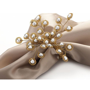<b>Indian</b> Pearl Napkin <b>Ring</b> Beads Napkin Holder for Wedding Handmade Beaded Napkin <b>Rings</b> in Bulk From India - Product Image 3