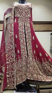 INDIAN/PAKISTANI DESIGNER EMBROIDERY on ELEGANT <b>BRIDAL</b> LONG <b>JACKET</b>, STYLISH LEHENGA DRESS Embellished ZARI Work for Wedding@2022 - Product Image 2