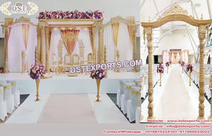 Mandap en bois à trois poteaux pour mariage gujarati, magnifique mandap en bois à trois poteaux pour mariage, mandap en bois à trois poteaux pour mariage de designer, Royaume-Uni - Product Image 4