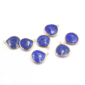 Lapis Lazuli Forme de Coeur Lunette en Argent Sterling 925 Pendentif Plaqué Or Fabrication de Bijoux Faits à la Main - Product Image 1