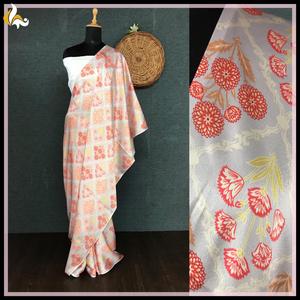 ชุดปาร์ตี้ผ้าไหมส่าหรีออกแบบใหม่ล่าสุดของผู้หญิงชุดส่าหรีกับเสื้อญี่ปุ่นผ้าซาตินผ้าเนื้อนุ่มพิมพ์ลายดิจิตอลชุดส่าหรี - Product Image 5