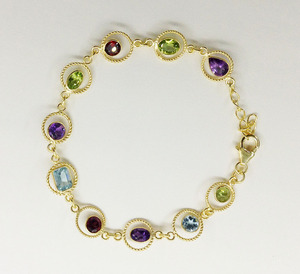 Handmade Custom Jewelry Gold Plated 925 Sterling <b>Silver</b> Multi-Color <b>Bracelets</b> Gift for Her - Product Image 2