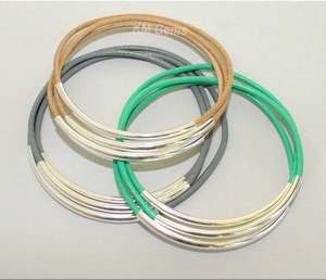 Tube Beads <b>Leather</b> Wrap Bangle - Product Image 1