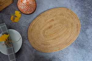 Napperons rectangulaires en rotin tissé naturel pour Table à manger et tapis de Table de cuisine fabriqués au Vietnam - Product Image 3