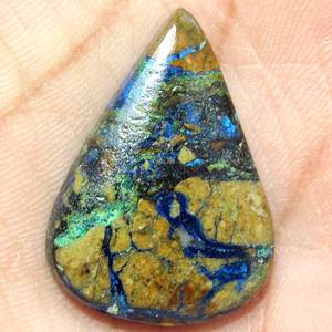 Azurite Malachite อัญมณีหลวมรูปร่างลูกแพร์ธรรมดา Cabochon ธรรมชาติที่มีคุณภาพดีสำหรับการทำเครื่องประดับ - Product Image 5
