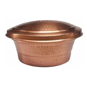 Bol de thérapie des pieds en cuivre avec travail martelé Meilleure qualité Équipement de beauté et de soins personnels Conception simple avec couvercle Fabriqué en Inde - Product Image 5