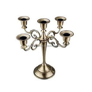 High Quality Antique Design 5-Arms Handmade Metal Candelabra Nickle Plated with Elegant <b>Candle</b> <b>Holders</b> & <b>Lanterns</b> - Product Image 2
