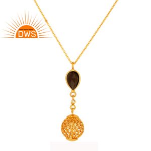 925เงินสเตอร์ลิงออกแบบขาวบุษราคัมและ Smoky ควอตซ์พลอยเงินโซ่จี้เครื่องประดับผู้ผลิต - Product Image 1