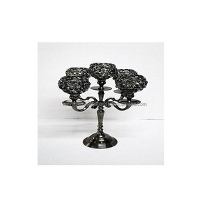 Candélabre élégant en aluminium à 5 bras, fait main, en forme de boule de cristal, nickelé noir, écologique et durable, RAZVI INTERNATIONAL - Product Image 1