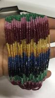 Perles rondes de saphir multicolores 100% naturelles à facettes fines 3-5 mm, pierres de saphir multicolores entièrement naturelles, collier de perles à vendre