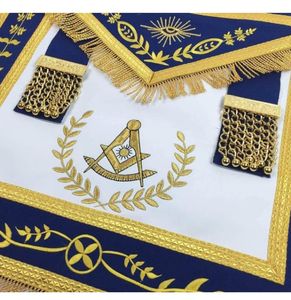 Tablier maçonnique en cuir brodé à la machine magnétique, insigne à coudre en or pour les francs-maçons. - Product Image 3