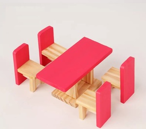 Meubles de maison de poupée miniature en bois Jouets pour bébé - Product Image 3