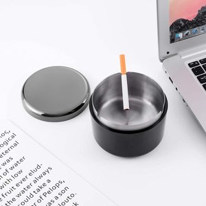 king International Manufacturer Round Ashtray 430 Stainless Steel <b>Cigarette</b> Ash Tray Windproof Ashtray with Lid Desktop - Product Image 6