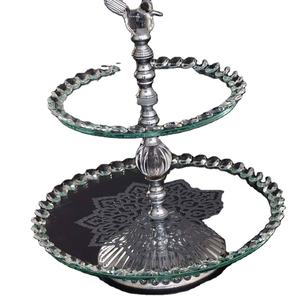 ถาดคัพเค้กสำหรับงานปาร์ตี้โรงแรมสีเงินผู้ถือเค้กสี่เหลี่ยมออกแบบคลาสสิก2ชั้นยืนเสิร์ฟเค้กสำหรับบ้านเครื่องครัว - Product Image 1