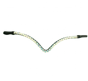 Nueva y Exclusiva Diadema de Cuero Hecha a Mano con Cristales en Forma de V y Pedrería Elegante para Caballo - Tallas y Colores Personalizables - Cob-Full - Product Image 1