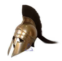 Armadura griega antigua, casco corintio, penacho negro, disfraz espartano ateniense con acero de latón, decoración del hogar, estilo rey Medieval