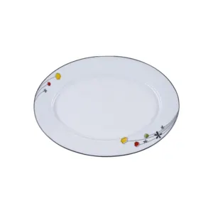 OEM High quality white porcelain oval plate with 3 small flower pattern A04 for luxury restaurant wholesale porcelain