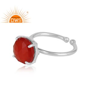 Prong <b>Set</b> Red Onyx Gemstone Jewelry Wholesaler 925 <b>Sterling</b> Fine <b>Silver</b> <b>Ring</b> Jewelry Manufacturer - Product Image 2
