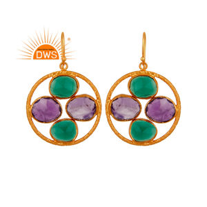 ต่างหูห้อยประดับพลอยอเมทิสต์ธรรมชาติและพลอยออนิกซ์สีเขียว รุ่นขายดีประจำปี 2026 สำหรับผู้หญิง จากผู้ผลิตเครื่องประดับ - Product Image 1