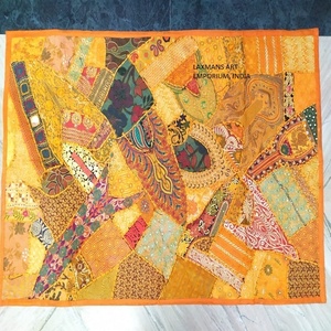 Tapisserie murale en coton patchwork style Art déco tribal, multicolore, décorative - Product Image 2
