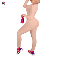 Ensemble tricot doux pour femmes, 2 pièces avec col rabattu et manches longues, fermeture éclair, vêtements de sport, nouvelle collection 1/4