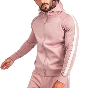 Chándal de invierno de corte ajustado Premium para hombre, traje de jogging de lana de punto personalizado, ropa de calle con capucha, chándal de gimnasio, sólido antiretráctil - Product Image 2